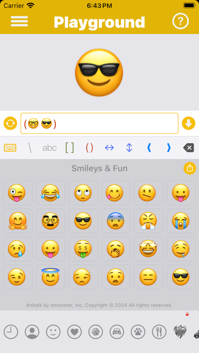 Anitalk Playground animating one sunglasses emoji into another